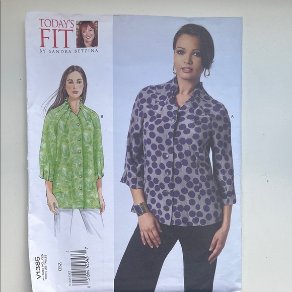 Uncut V1385 Vogue Sandra Betzina Blouse Tunic Sewing Pattern - Picture 1 of 7